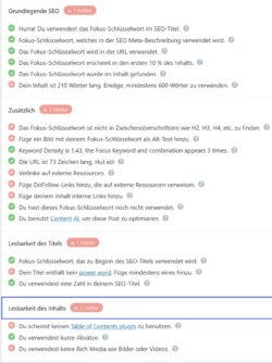 Screenshot SEO Aufgaben für einen tadellosen Artikel
